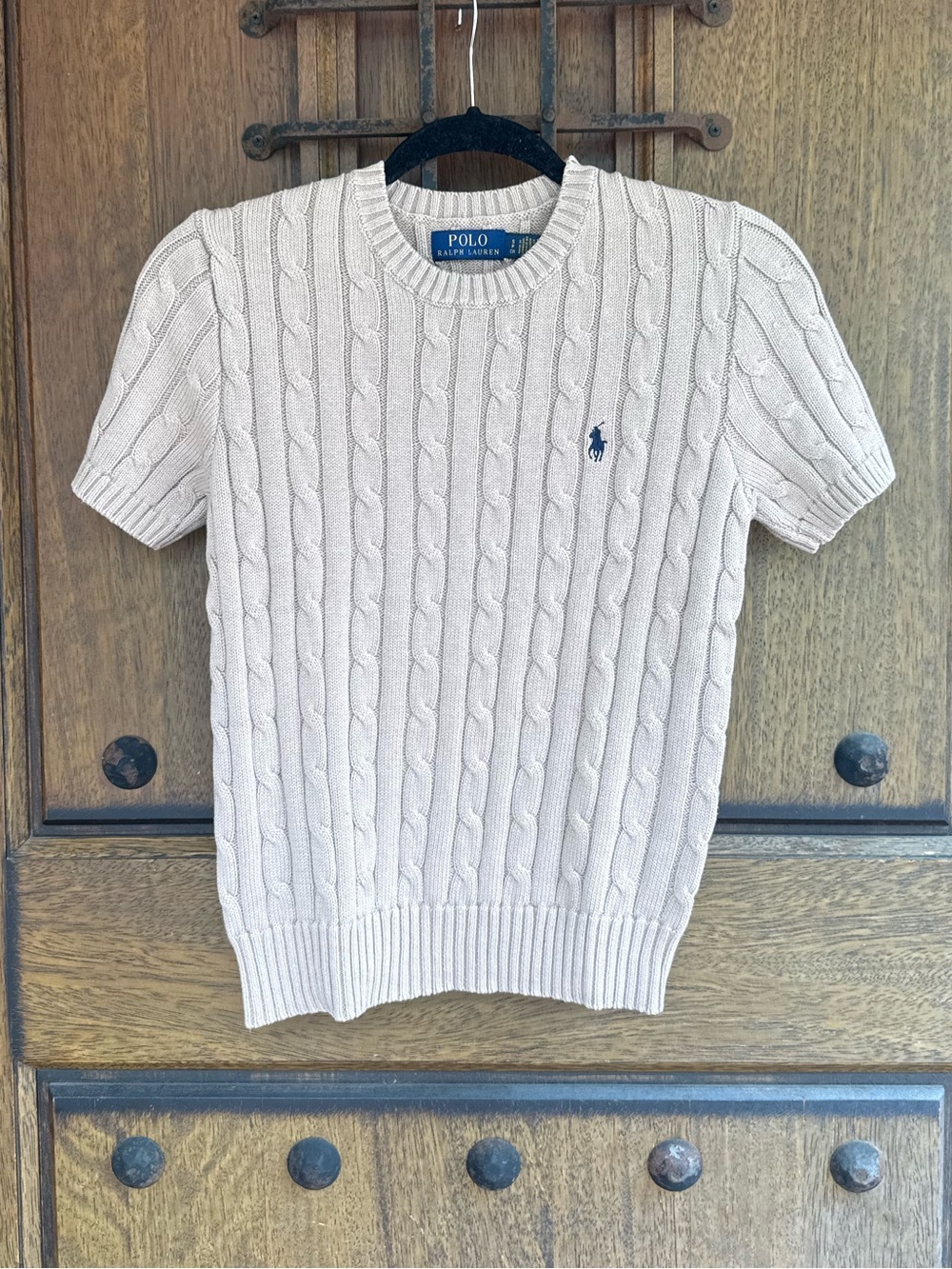 Ralph Lauren Polo Cable-Knit Crewneck Sweater in Milk Coffee Size S
